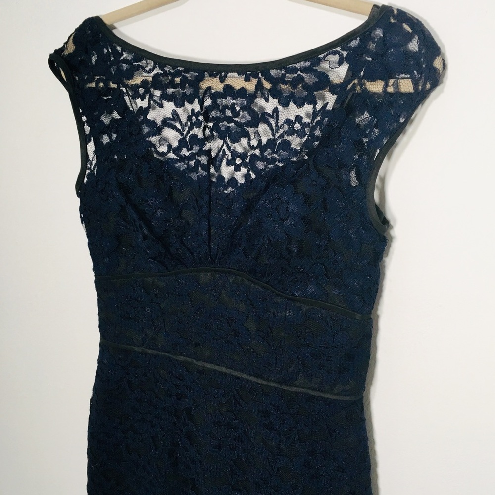Navy blue and black lace cocktail dress size 6